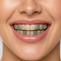 Grillz Hip Hop tendance en Argent S925 entièrement pavé de Moissanite, 8 cœurs et flèches, unisexe, forme cercle, accessoire de fête