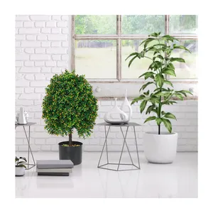 PZ-1-105 Garden Supplies Faux Boxwood Leaves and Orange Fruits Artificial Topiary Tree for Modern Home Office Living Room Floor