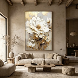 Décoration murale moderne, <span class=keywords><strong>peinture</strong></span> acrylique abstraite peinte à la main sur toile, <span class=keywords><strong>peinture</strong></span> florale texturée faite à la main pour la décoration <span class=keywords><strong>de</strong></span> la maison, luxe - Product Image 4