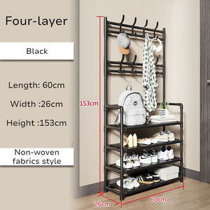 رف أحذية منزلي متعدد الطبقات رف شماعات قبعة رف تخزين ثلاثة في واحد رف قماش متعدد الوظائف - Product Image 5