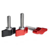 Vis à molette à ailettes en acier inoxydable de type T, filetée 1/4"-20 pouces, noire, pour serrage manuel et maintien