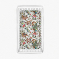Drap-housse de berceau en microfibre douce à motif de dessin animé vintage de Noël, housse de matelas pour chambre d'enfant pour bébé