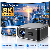 Projecteur Android 4K 1000 Ansi Native 1080P Smart avec prise en charge du Wi-Fi et du décodage vidéo 8K pour Home Cinéma et TV numérique ATSC