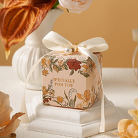 Boîte à dragées de mariage écologique faite à la main, motif floral européen, avec ruban perlé, ensemble cadeau bonbons, design gaufré, souvenir de fête réutilisable
