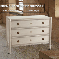 Commode en bois massif durable de style campagnard français, armoire de rangement rétro vieillie pour chambre à coucher, maison, salon