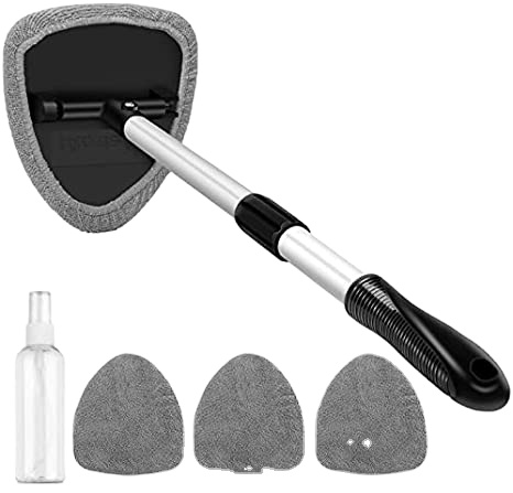 Автомобильный очиститель окон из микрофибры, многоразовые моющиеся прокладки из микрофибры, выдвижная ручка, комплект автомобильных стеклоочистителей