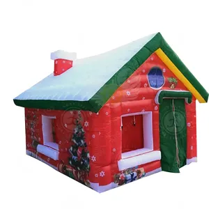 New Hot Sale Outdoor Christmas Inflatable Hut Tent Inflatable Christmas Santa Claus House Cabin Cottage Christmas Village