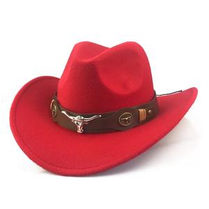 Chapeaux de cowboy SOLPOP pour tous les jours, style western, pour garçons et femmes, en feutre, style jazz, classiques, avec décorations de boucle de ceinture en forme de taureau - Product Image 6