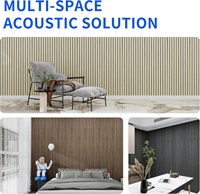Panneaux muraux acoustiques en bois plaqué PET auto-adhésifs faciles à installer sans perçage, panneaux absorbants du son pour la rénovation de la maison en DIY