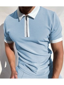Vente en gros de logo brodé <span class=keywords><strong>Polo</strong></span> de golf uni extensible avec fermeture éclair en coton spandex mélangé - Product Image 4