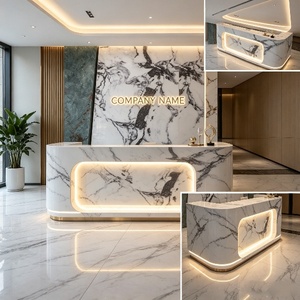 Mostrador de Recepción Cuadrado de Mármol Moderno, Marca OEM <span class=keywords><strong>SM</strong></span>, de Lujo, para Hotel u Oficina, Ecológico, Resistente al Fuego y al Agua, 1 Año de Garantía - Product Image 2