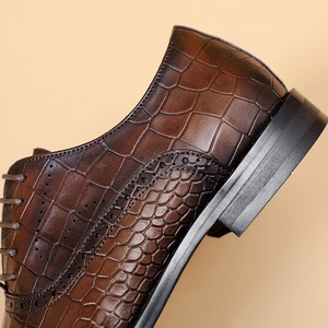Mocassins d'été en cuir véritable pour hommes, chaussures de ville formelles à bout carré gaufré - Product Image 6