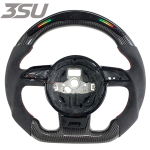Volant <span class=keywords><strong>sport</strong></span> personnalisé en fibre de carbone compacte avec diodes électroluminescentes pour <span class=keywords><strong>Audi</strong></span> A3 A4 A5 S4 A6 S6 A7 SQ5 2013-2016 - Product Image 1
