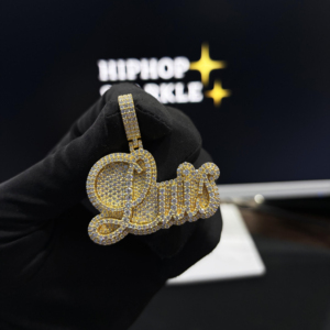 <b>Custom</b> HIPHOP SPARKLE Hiphop 925 Sterling Silver VVS Moissanite <b>Name</b> Pendant 18K Gold Plated Fully Iced Out <b>Necklace</b> Unisex - Product Image 1