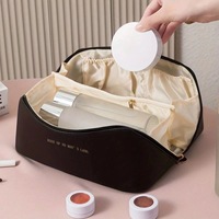 Sac de voyage cosmétique pour femme en PU avec fermeture éclair, poignée souple, grande capacité, écologique, recyclable, résistant à l'eau, durable et léger
