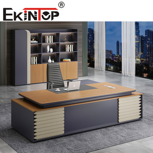 Ekintop Modular Custom Factory Custom High-end Diseño moderno en forma de L <span class=keywords><strong>Director</strong></span> Manager CEO Boss Desk - Product Image 2