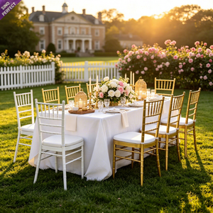 Wholesale Foshan China Chavari Chivari Tiffanie Stackable Metal Gold Wedding <b>Dining</b> <b>Chair</b> for Event - Product Image 1