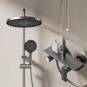 <span class=keywords><strong>Robinet</strong></span> thermostatique 4 fonctions Ensemble <span class=keywords><strong>de</strong></span> douche mural <span class=keywords><strong>de</strong></span> luxe <span class=keywords><strong>pour</strong></span> <span class=keywords><strong>salle</strong></span> <span class=keywords><strong>de</strong></span> bains Jet <span class=keywords><strong>de</strong></span> pluie en céramique brossée <span class=keywords><strong>pour</strong></span> la maison Certificat CE/ROHS - Product Image 1