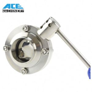 Vanne papillon en acier inoxydable Ace 304/316L soudée à l'eau sanitaire poignée de compression manuelle à haute température pour le brassage de la bière - Product Image 6