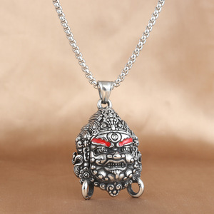 Collier avec pendentif lion en acier inoxydable avec yeux rouges, style punk rétro pour hommes et femmes 231076 - Product Image 1