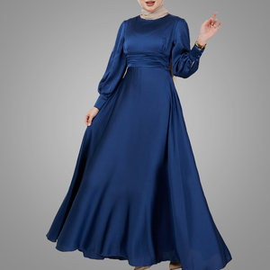 Modest Big Hem Muslim Maxi Evening Dress High Quality Satin Solid Color Formal Turkey Islamic Clothing New <strong>Model</strong> <strong>Abaya</strong> in Dubai - Product Image 2