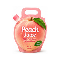 Sachets d'emballage en plastique pour jus de fruits avec bec verseur, forme découpée sur mesure (orange, mangue, pomme, raisin, pêche), sans BPA, qualité alimentaire, pour enfants, OEM