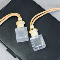 Flacon vide transparent givré de 10 ml avec couvercle en bois, flacon de parfum, diffuseur d'huiles essentielles, désodorisant pour voiture