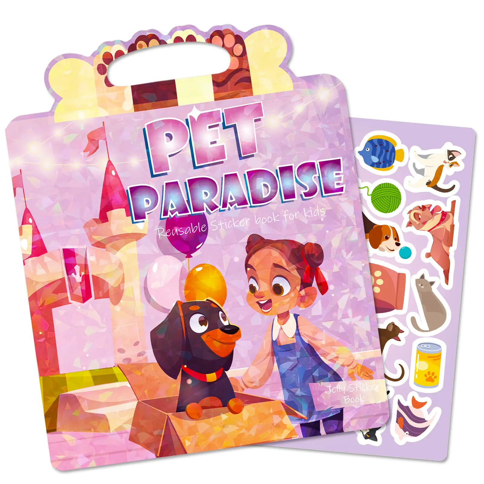 Parque portátil para mascotas animales lindos transfronterizos nuevo libro silencioso Focus Cultivation Jelly sticker Book para niños