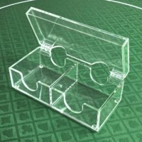 Étui pour plaques de Baccarat en acrylique transparent de qualité supérieure avec couvercle à charnière, découpe en U pour les doigts et 20 compartiments rectangulaires pour jetons en céramique