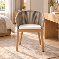 Chaise de jardin contemporaine en teck avec pieds coniques, siège rembourré confortable, mobilier d'extérieur pour patio, balcon ou terrasse