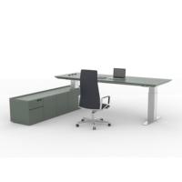 Table de direction intelligente pour bureau, réglable en hauteur électriquement, en forme de L, pour cadre supérieur, avec pieds en acier inoxydable