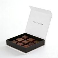 Boîtes de présentation en carton magnétique recyclé imperméables avec logo personnalisé pour chocolat et bonbons - Écologiques, réutilisables, taille personnalisée
