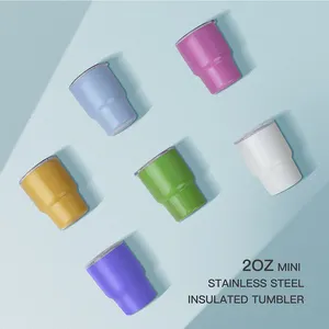 Popular Mini Sublimation Tumbler Shot Glass Cup 18/8 Metal Mini 2Oz Shot Glass Tumbler With Straw Lid