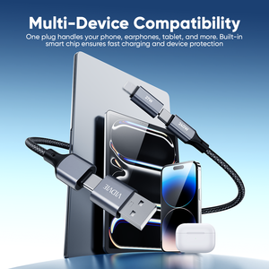 Vivie 240W 4โหมด<span class=keywords><strong>ชาร์จ</strong></span> Micro USB Type C braided 4 in 1<span class=keywords><strong>สาย</strong></span><span class=keywords><strong>ชาร์จ</strong></span>ข้อมูลแม่เหล็กอย่างรวดเร็วสำหรับ <span class=keywords><strong>iPhone</strong></span> - Product Image 3