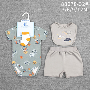 Ropa de Bebé de Algodón para Niñas, Conjunto de 4 Piezas, Estampado Animal/Floral, Estilo Casual de Verano, Mangas Cortas, para Recién Nacidos de 3 a 12 Meses, Artículos al por Mayor - Product Image 6