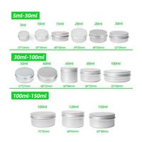 Bocaux et pots en aluminium de 5 ml à 250 ml pour cosmétiques, bougies, parfums, impression offset, marque OEM, bouchon à vis, finition laquée, multicolores