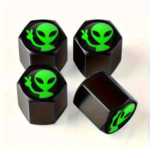 4 pièces Capuchons de valve de pneu Alien pour voiture, camion, moto, vélo - Accessoires de style automobile - Product Image 1