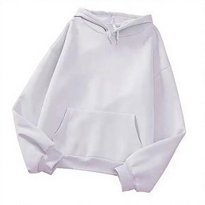 เสื้อฮู้ดโอเวอร์ไซส์แบบยูนิเซ็กซ์ สีขาวล้วน ผ้าฝ้ายฟลีซ แขนยาว มีกระเป๋า เหมาะสำหรับใส่ในฤดูใบไม้ร่วง - Product Image 1