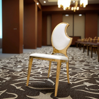 Chaises de salle à manger en acier inoxydable en forme de pomme avec galvanoplastie à dos laser doré pour mariages et salons pour hôtels