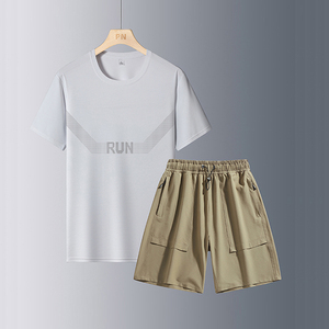 Conjunto Deportivo de Verano para Hombre con Logotipo Personalizado, de Secado Rápido, Elástico y Ligero, con Camiseta de Manga Corta y Pantalones Cortos para Fitness y Running - Product Image 2