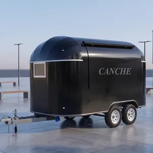 Customized Black Ice Cream Donut <b>Catering</b> Cart Street Hamburger <b>Taco</b> Food <b>Truck</b> <b>Mobile</b> Food Trailer - Product Image 1