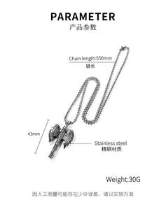 Odin – collier Vintage en acier inoxydable <span class=keywords><strong>pour</strong></span> hommes, pendentif Double face en forme de <span class=keywords><strong>hache</strong></span>, Pirate Warrior - Product Image 6