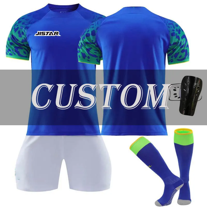 Groothandel Custom Braziliaanse Clubs Geel Voetbal T Shirt Nummer 10 2023 2024 Brazilië Thuis Uit Blauwe Speler Versie Jersey