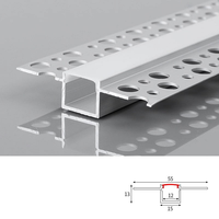 Profil de diffuseur en aluminium anodisé encastré pour système d'éclairage LED encastré, éclairage de plafond, mur, armoire, bande LED
