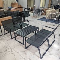Canapé d'extérieur pour villa, cour, hôtel, jardin, balcon, avec structure en aluminium, résistant à la pluie, et table basse assortie