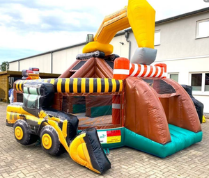 Château gonflable combiné avec toboggan pour fête sur le thème du chantier <span class=keywords><strong>de</strong></span> construction <span class=keywords><strong>de</strong></span> grue à <span class=keywords><strong>tour</strong></span> commerciale avec souffleur - Product Image 6