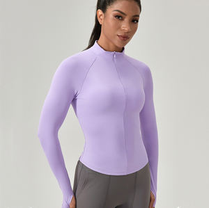 <span class=keywords><strong>T</strong></span>-<span class=keywords><strong>shirt</strong></span> da allenamento a manica lunga a compressione da <span class=keywords><strong>donna</strong></span> con cerniera <span class=keywords><strong>termica</strong></span> elastica a prova di vento stampata per la stagione estiva primaverile autunnale - Product Image 5