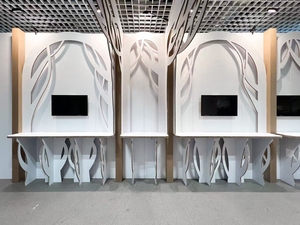 Tùy chỉnh phong cách hiện đại có thể gập lại gian hàng triển lãm thân thiện với môi dọc kết cấu sóng kệ trưng bày - Product Image 4