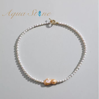 Bijoux de mode en matériaux naturels, collier avec pendentif en perle d'eau douce de qualité AAAAA, plaqué or sur cuivre, certifié CE ASTM REACH
