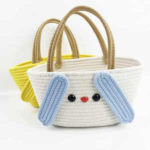 Paniers de rangement et sacs à main artisanaux pour le shopping, sacs pour femmes en fil de coton à motifs de dessins animés, vente en gros - Product Image 2